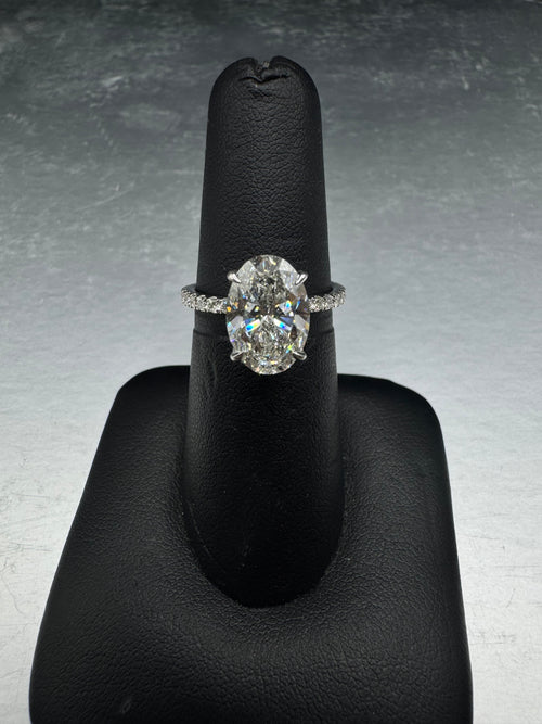14kt White Gold 3.54 CTTW Lab Grown Oval Diamond Engagement Ring
