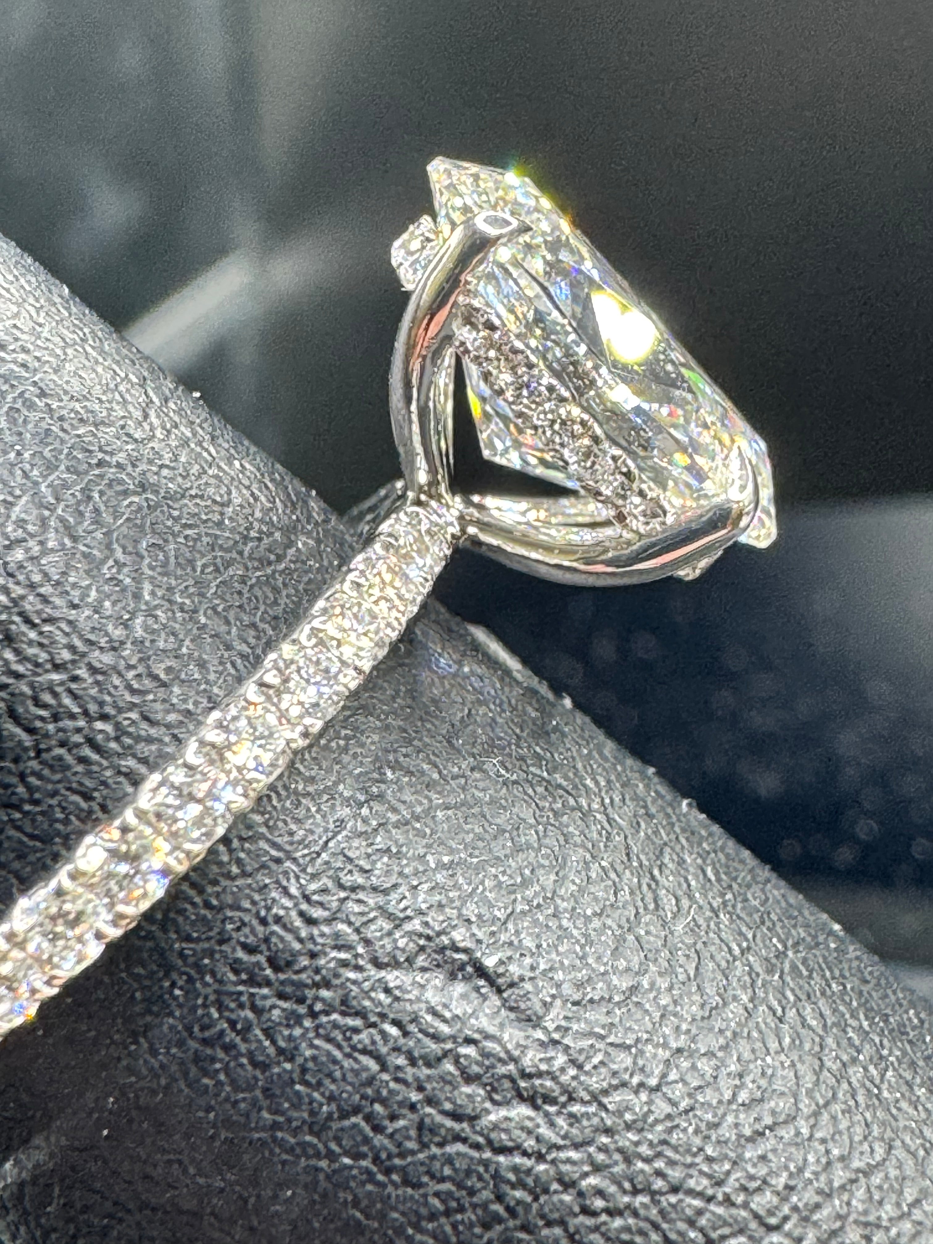 14kt White Gold 3.54 CTTW Lab Grown Oval Diamond Engagement Ring