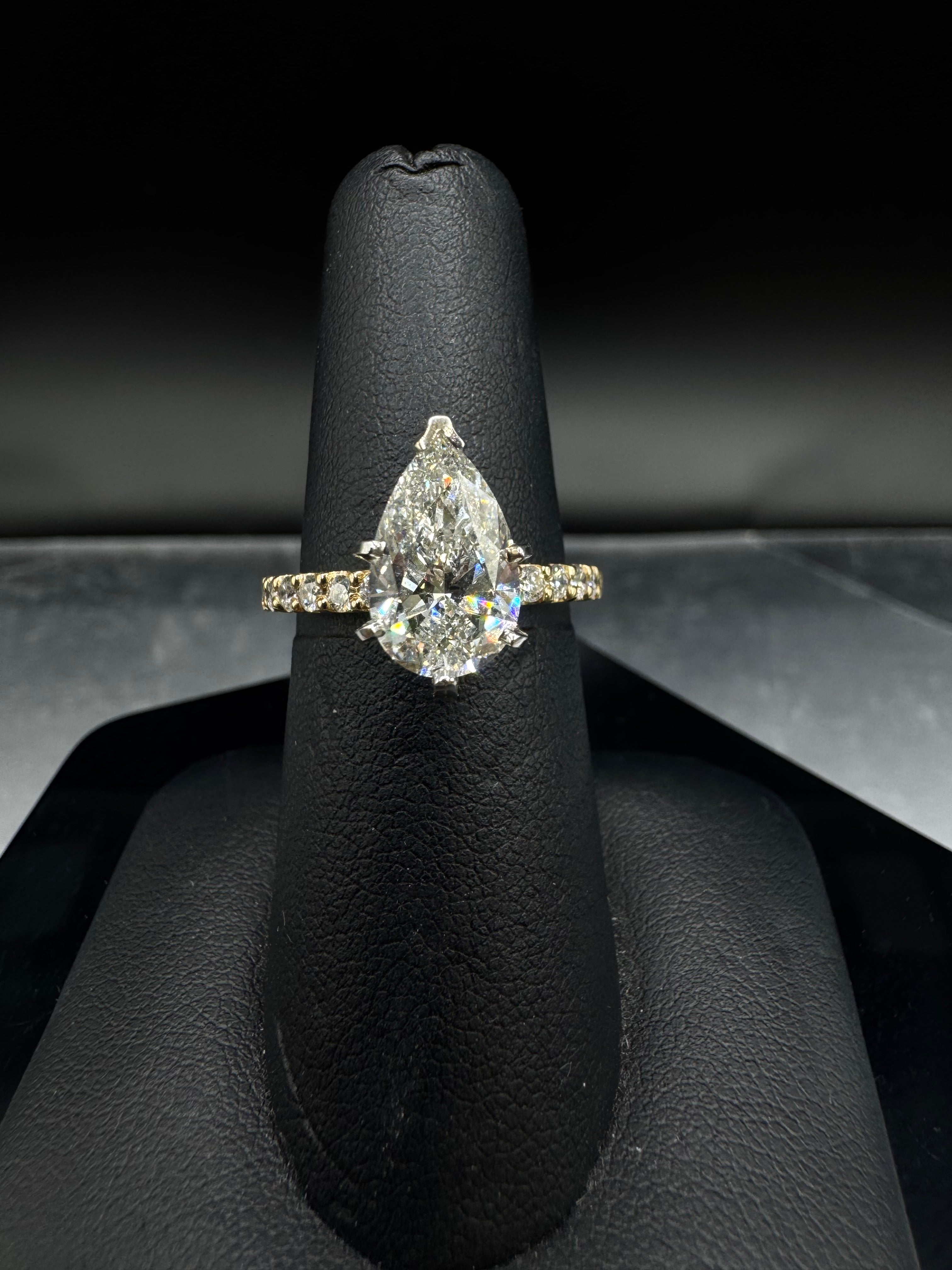 14kt Yellow Gold 2.40 CTTW Lab Grown Pear Shaped Diamond Engagement Ring
