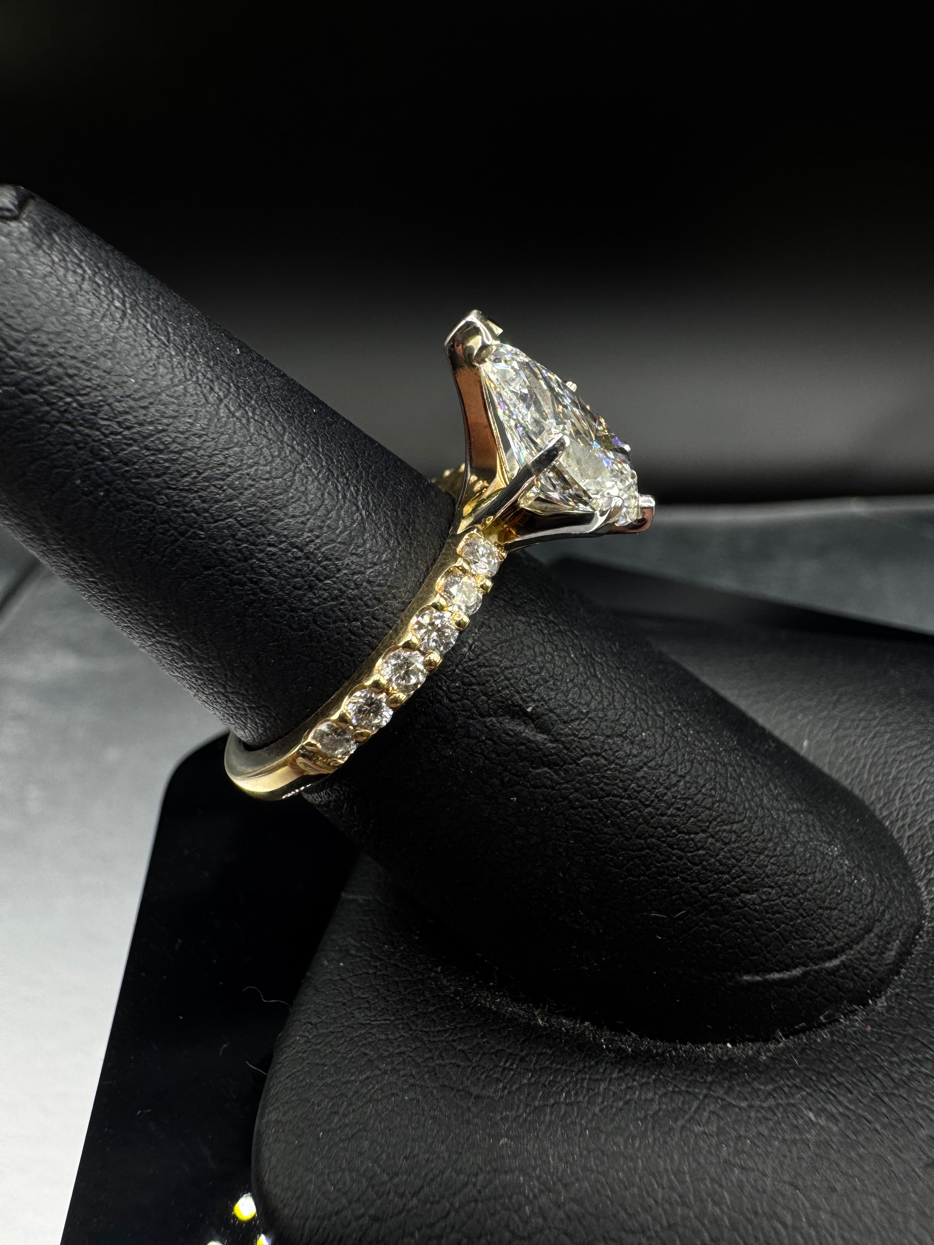 14kt Yellow Gold 2.40 CTTW Lab Grown Pear Shaped Diamond Engagement Ring