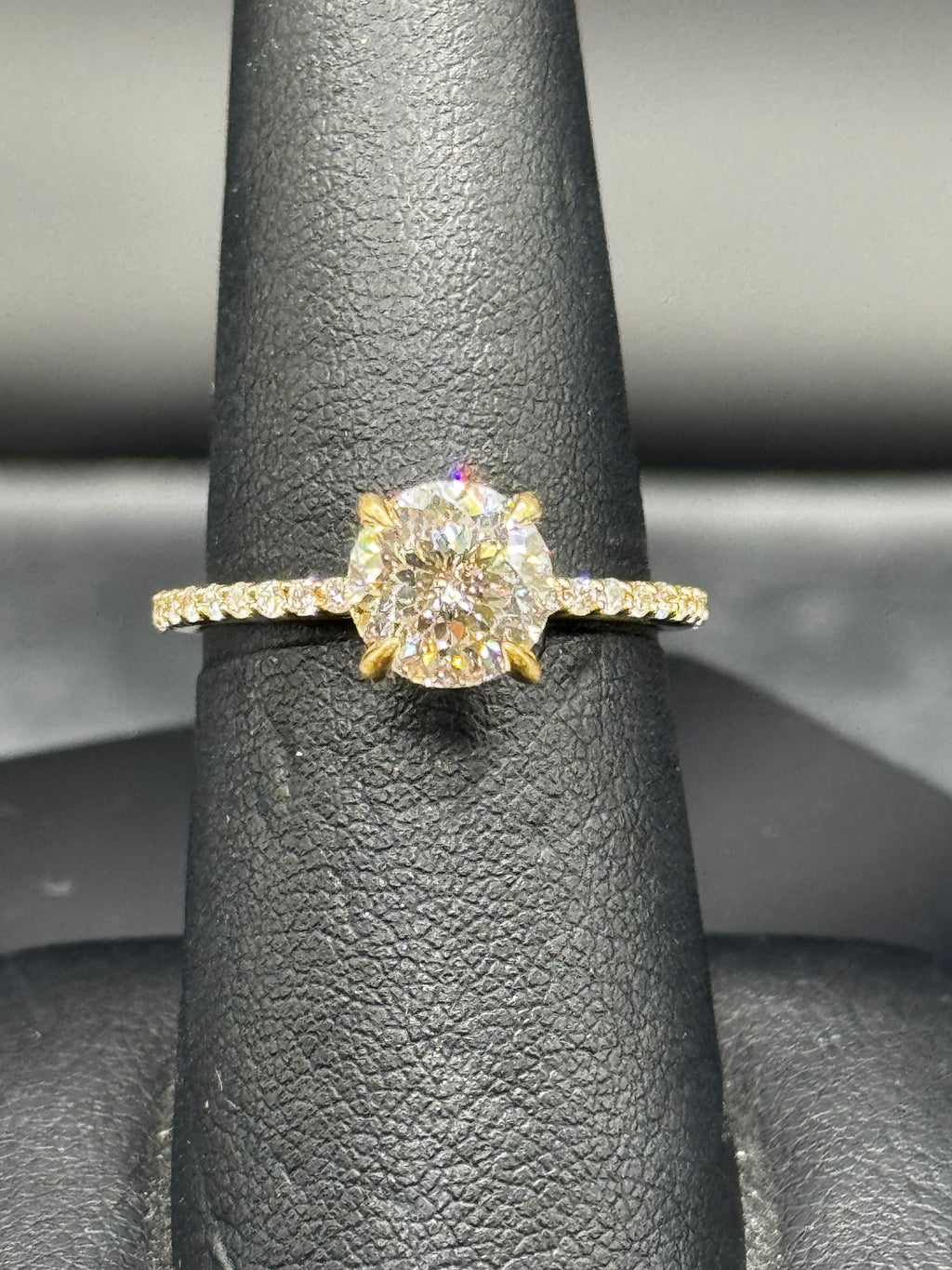 14kt Yellow Gold 1.75 CTTW Lab Grown Portuguese Cut Diamond Engagement Ring