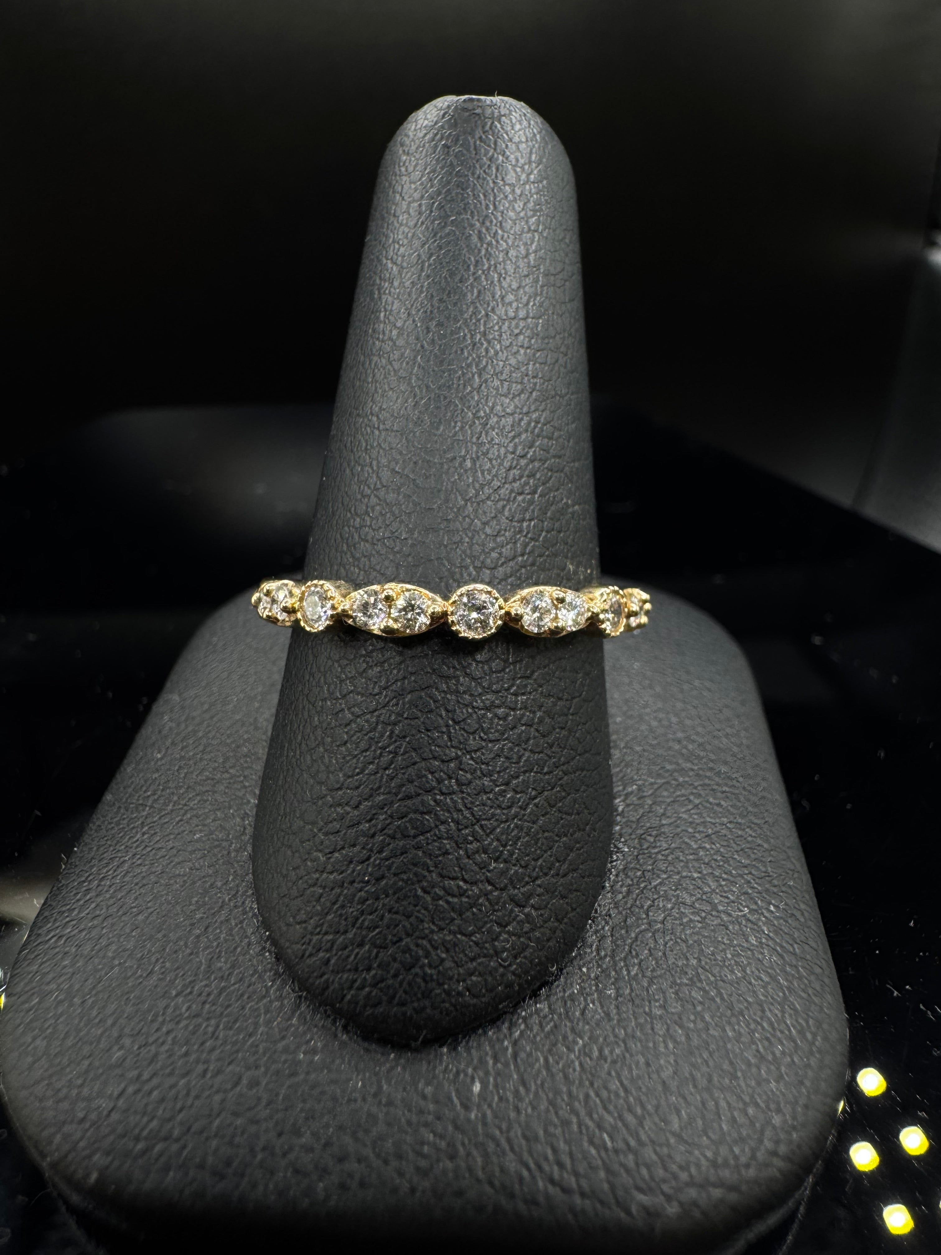 14kt Yellow Gold Diamond Halo Engagement Ring & Wedding Band Set