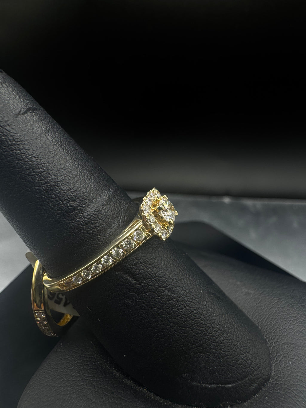 14kt Yellow Gold Diamond Halo Engagement Ring & Wedding Band Set - .15 ct Center, .58 cttw