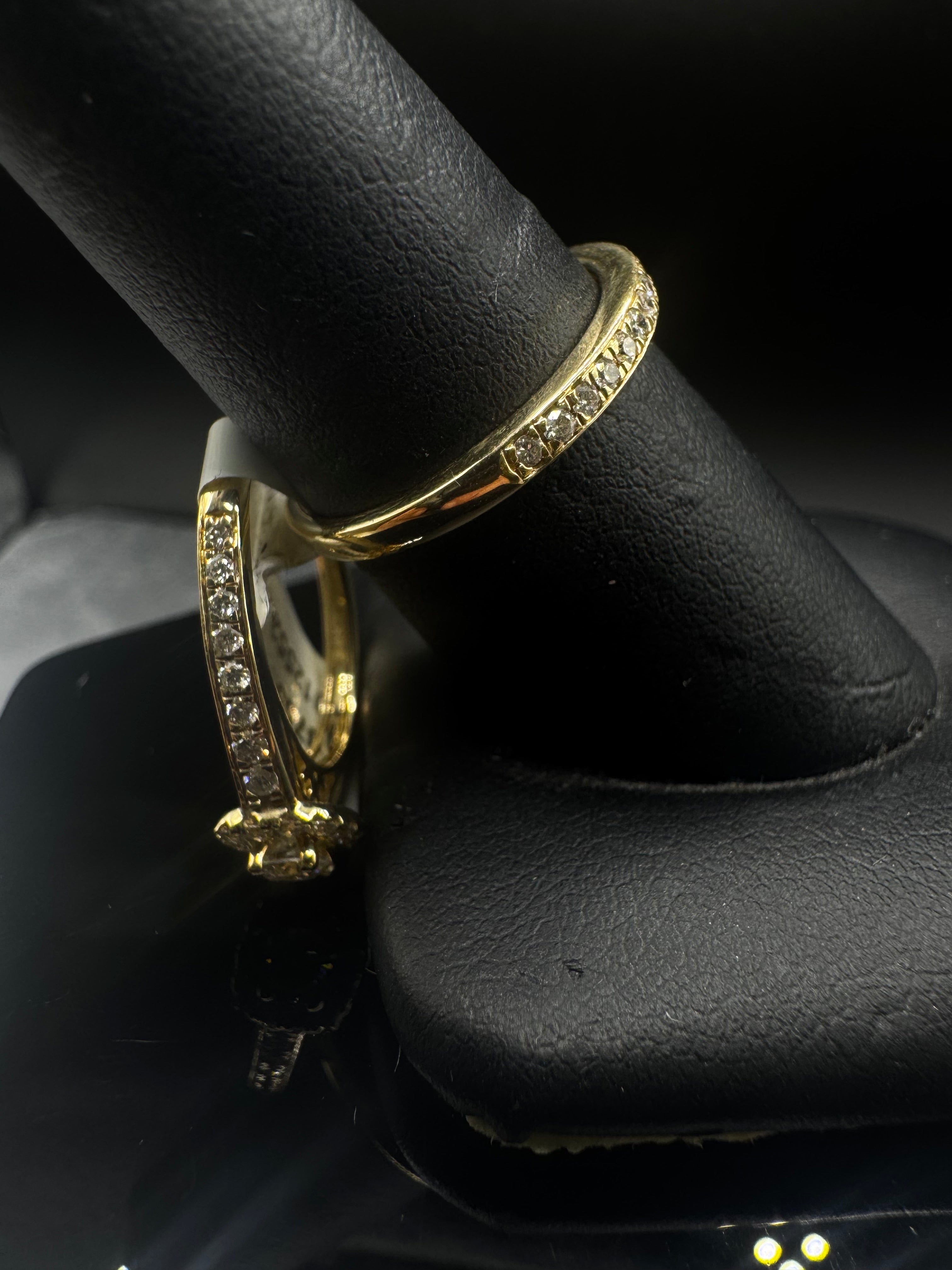 14kt Yellow Gold Diamond Halo Engagement Ring & Wedding Band Set - .15 ct Center, .58 cttw