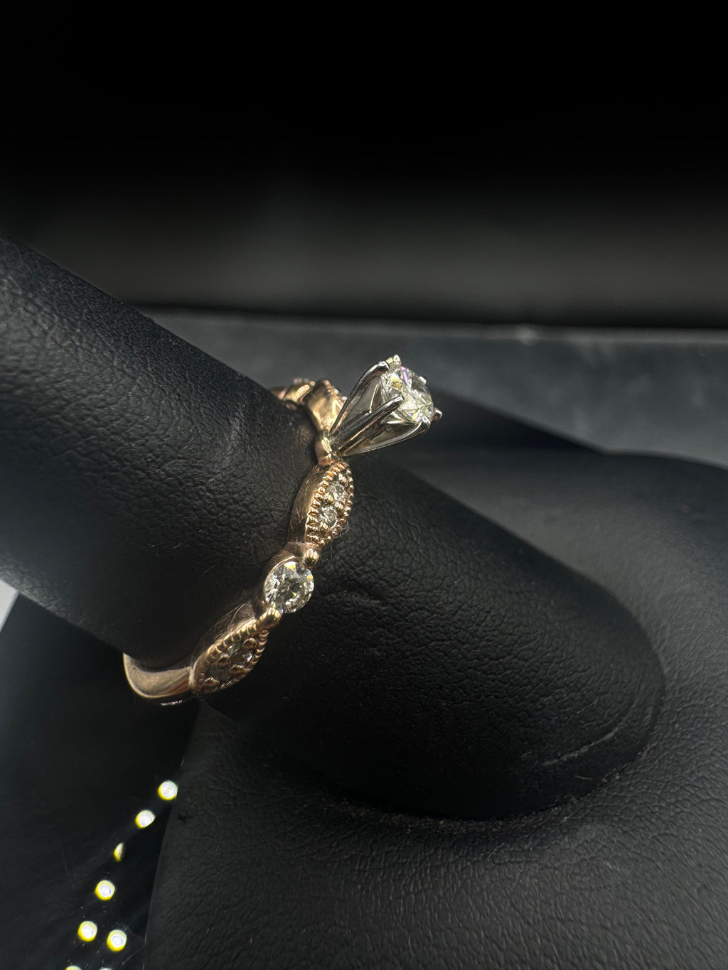 14kt Rose Gold Vintage Diamond Engagement Ring & Wedding Band Set - 3/8 ct + 1/4 ct