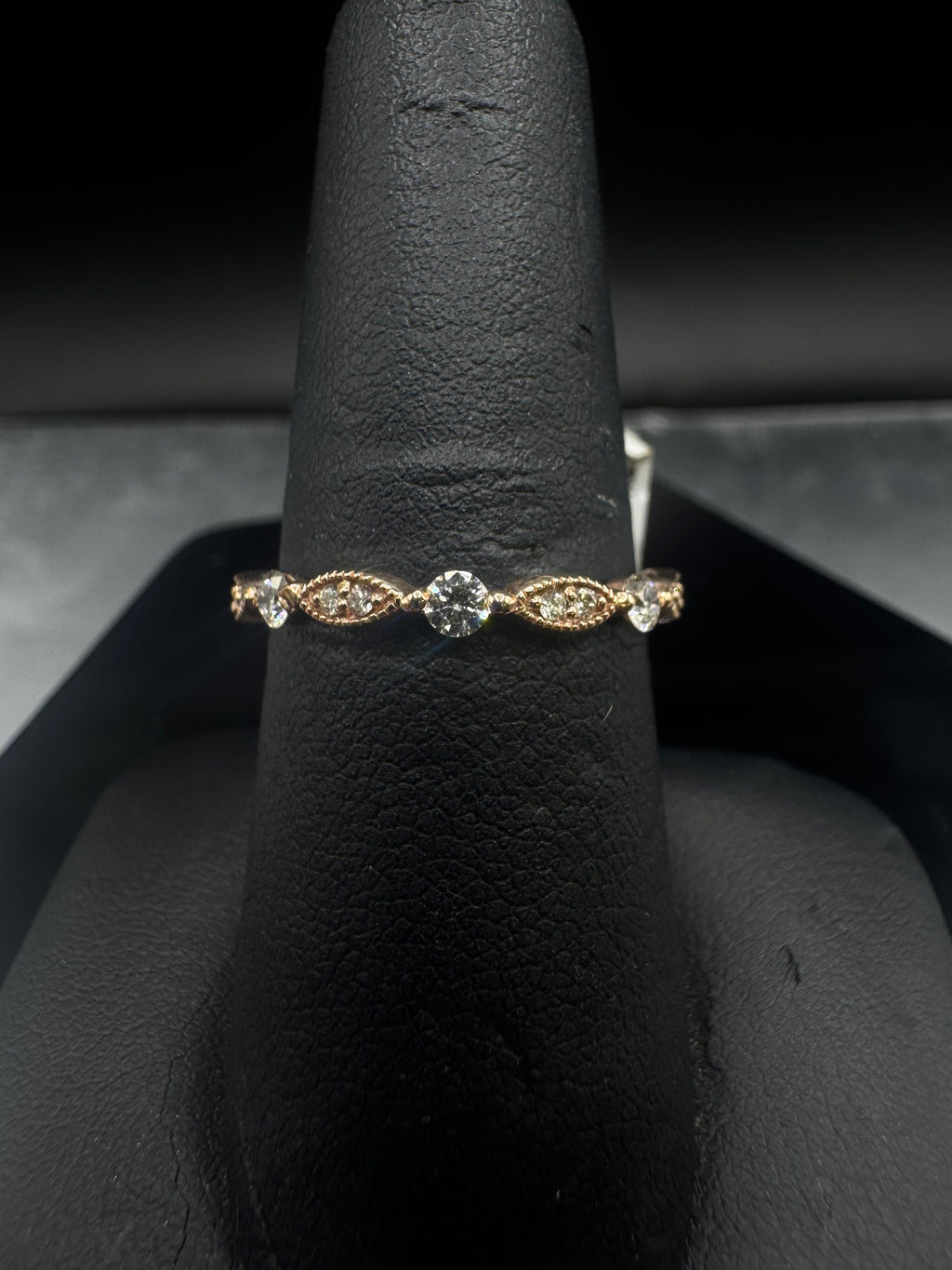 14kt Rose Gold Vintage Diamond Engagement Ring & Wedding Band Set - 3/8 ct + 1/4 ct