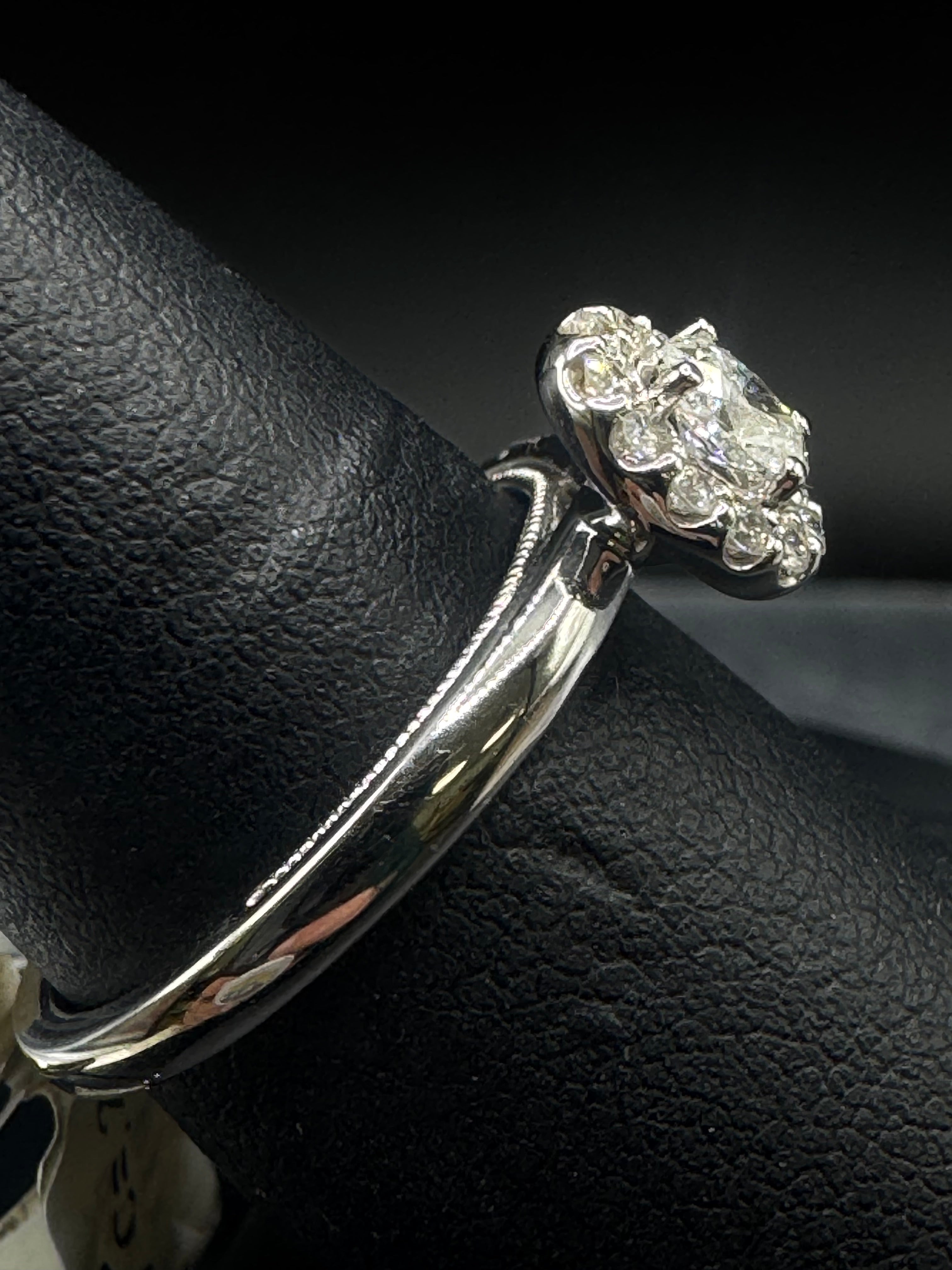 14kt White Gold Oval Diamond Halo Engagement Ring & Diamond Accented Band Set - .25 ct Center, .50 cttw