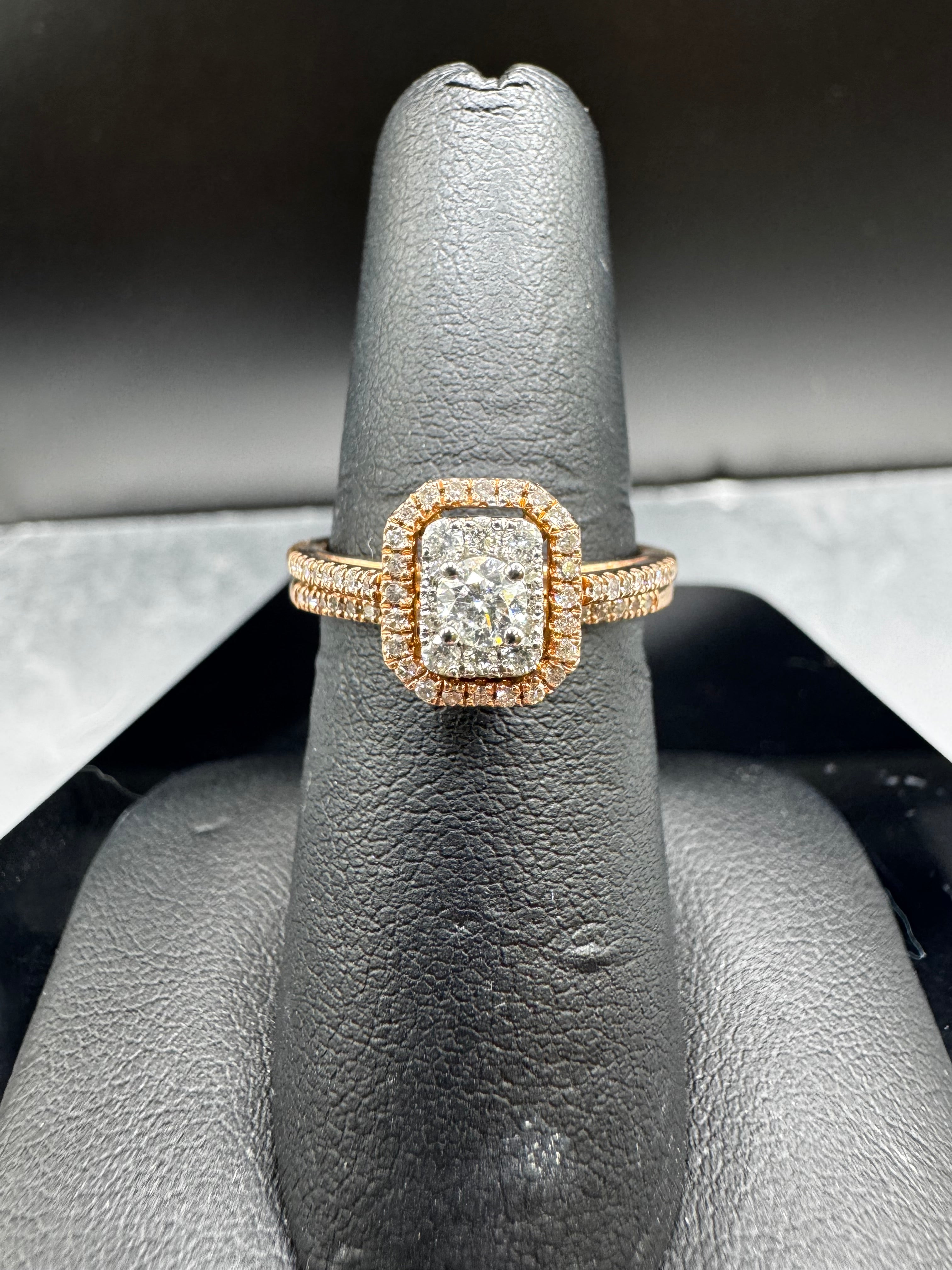 10kt Rose Gold .50ct Diamond Engagement Ring and Wedding Band Set