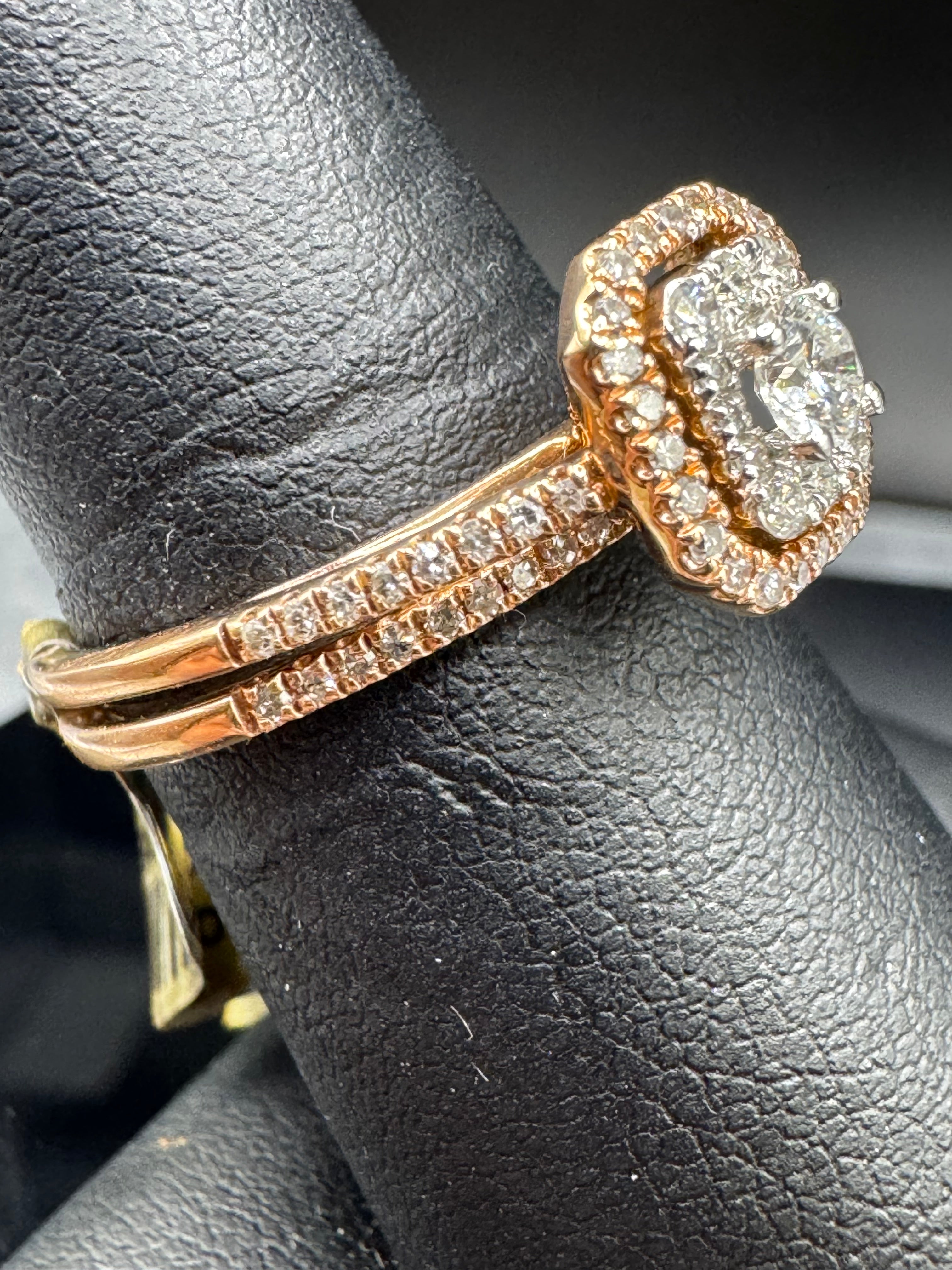 10kt Rose Gold .50ct Diamond Engagement Ring and Wedding Band Set