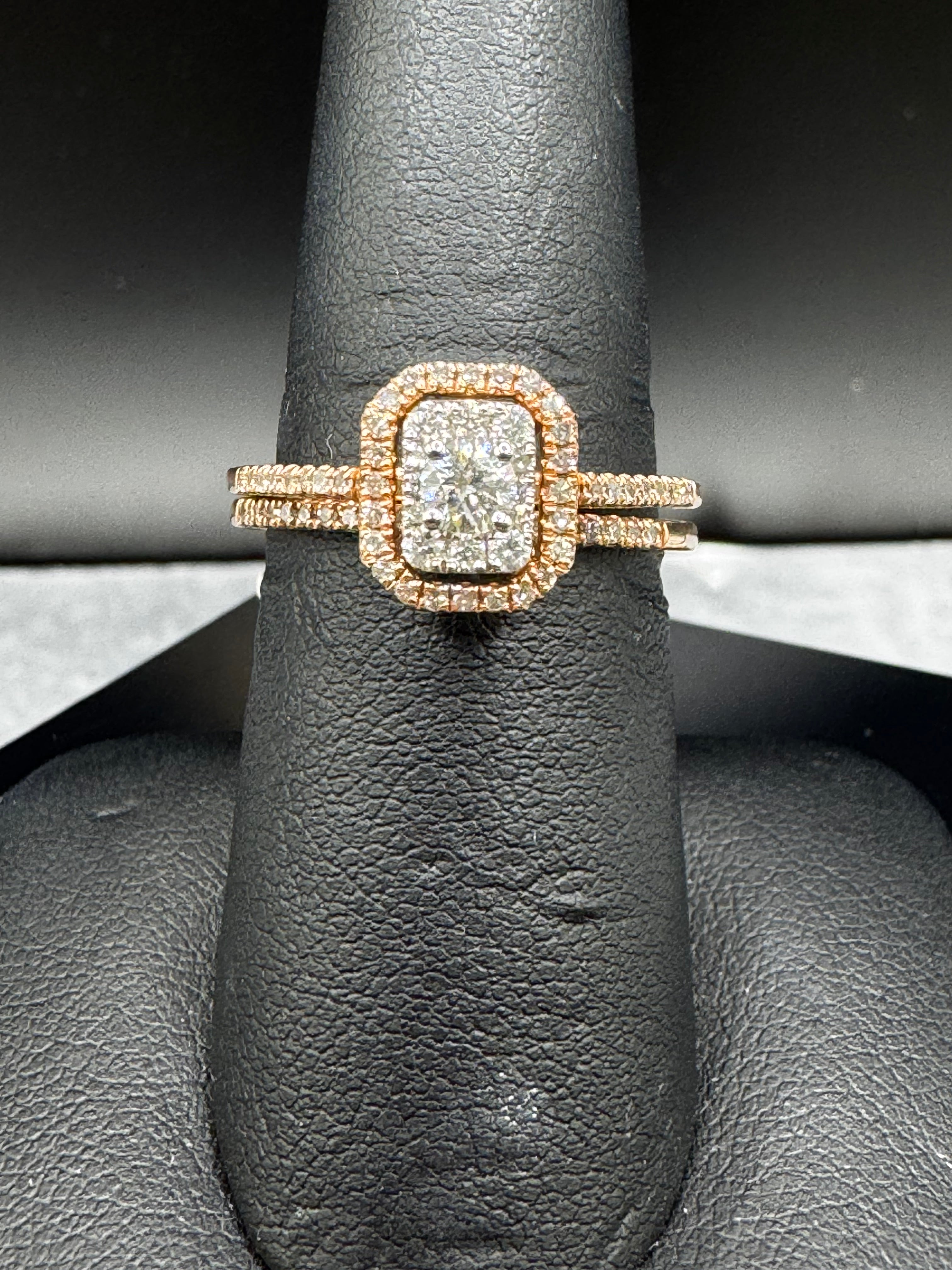 10kt Rose Gold .50ct Diamond Engagement Ring and Wedding Band Set