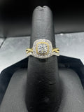 10kt Yellow Gold 0.50cttw Diamond Cushion Halo Engagement Ring and Wedding Band Set
