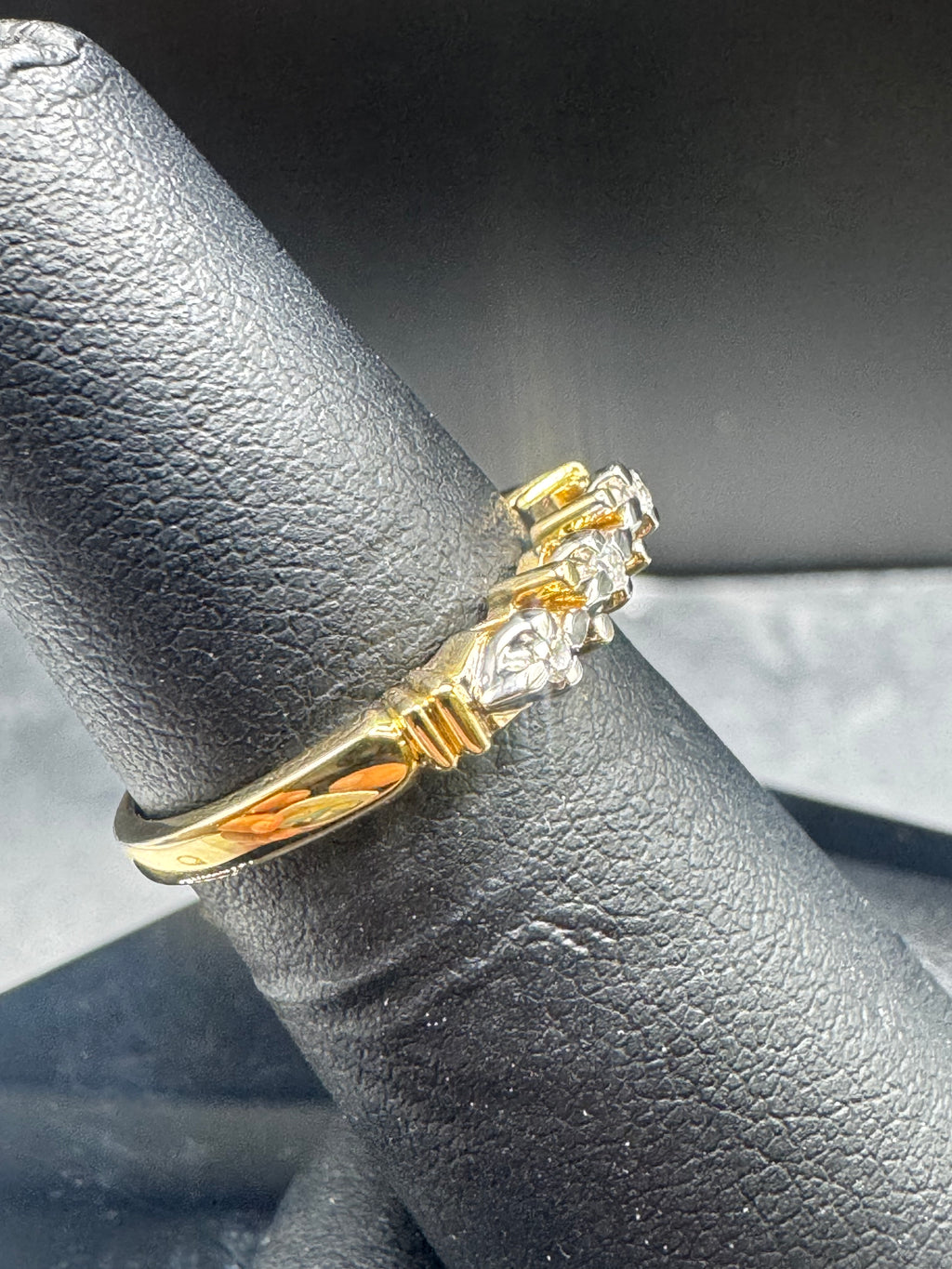 14kt Yellow Gold .33cttw Diamond 3-Stone Engagement Ring and Wedding Band Set