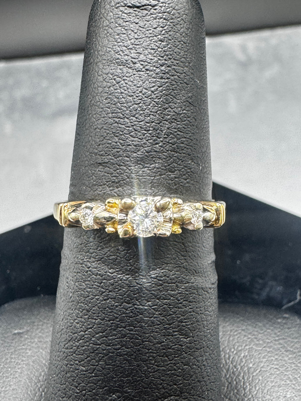 14kt Yellow Gold .33cttw Diamond 3-Stone Engagement Ring and Wedding Band Set
