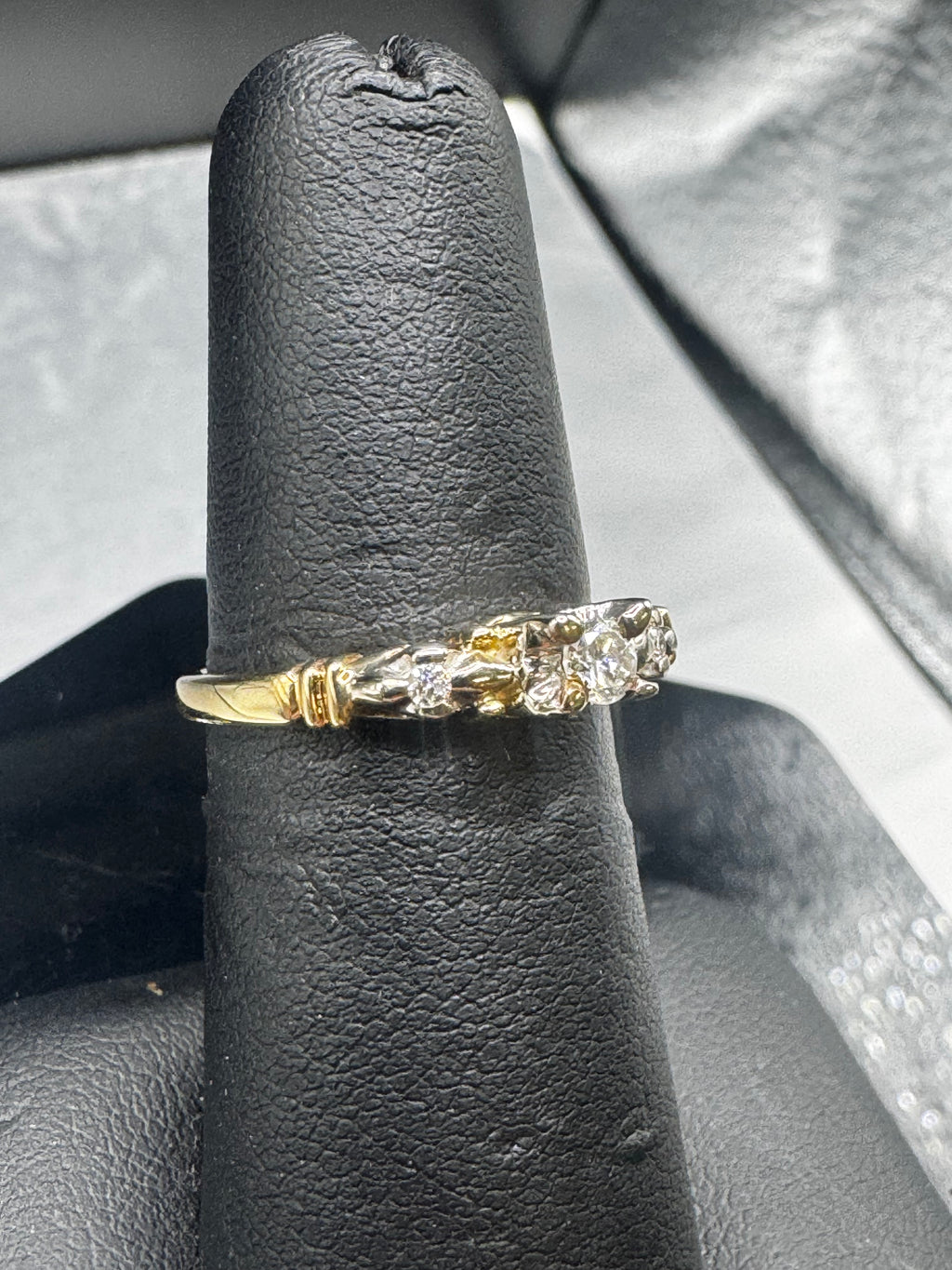14kt Yellow Gold .33cttw Diamond 3-Stone Engagement Ring and Wedding Band Set