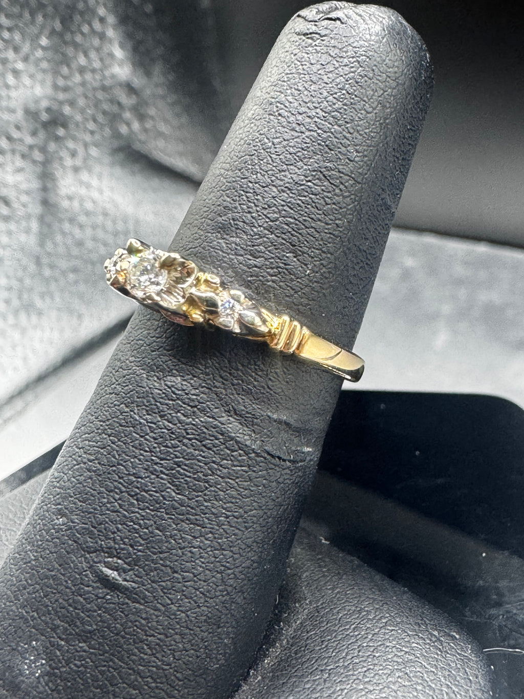14kt Yellow Gold .33cttw Diamond 3-Stone Engagement Ring and Wedding Band Set