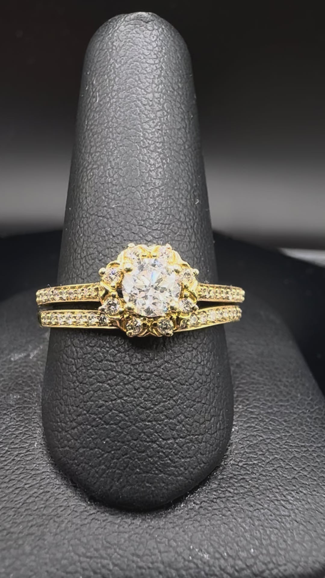 14kt Yellow Gold Diamond Halo Bridal Set - .40 ct Round Center, .63 cttw
