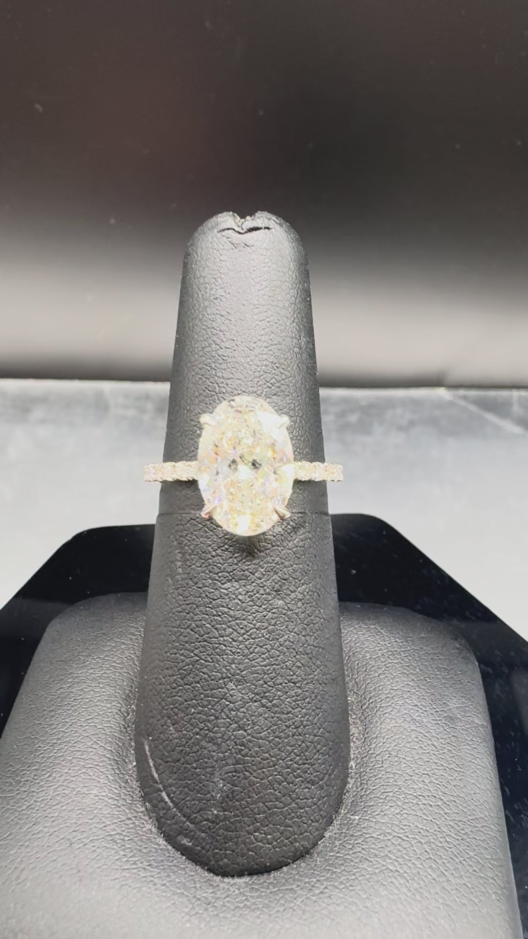 14kt White Gold 3.54 CTTW Lab Grown Oval Diamond Engagement Ring