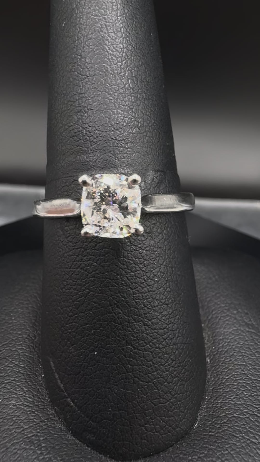 1 Ct Cushion Cut Lab Grown Diamond Solitaire Ring | 14kt White Gold