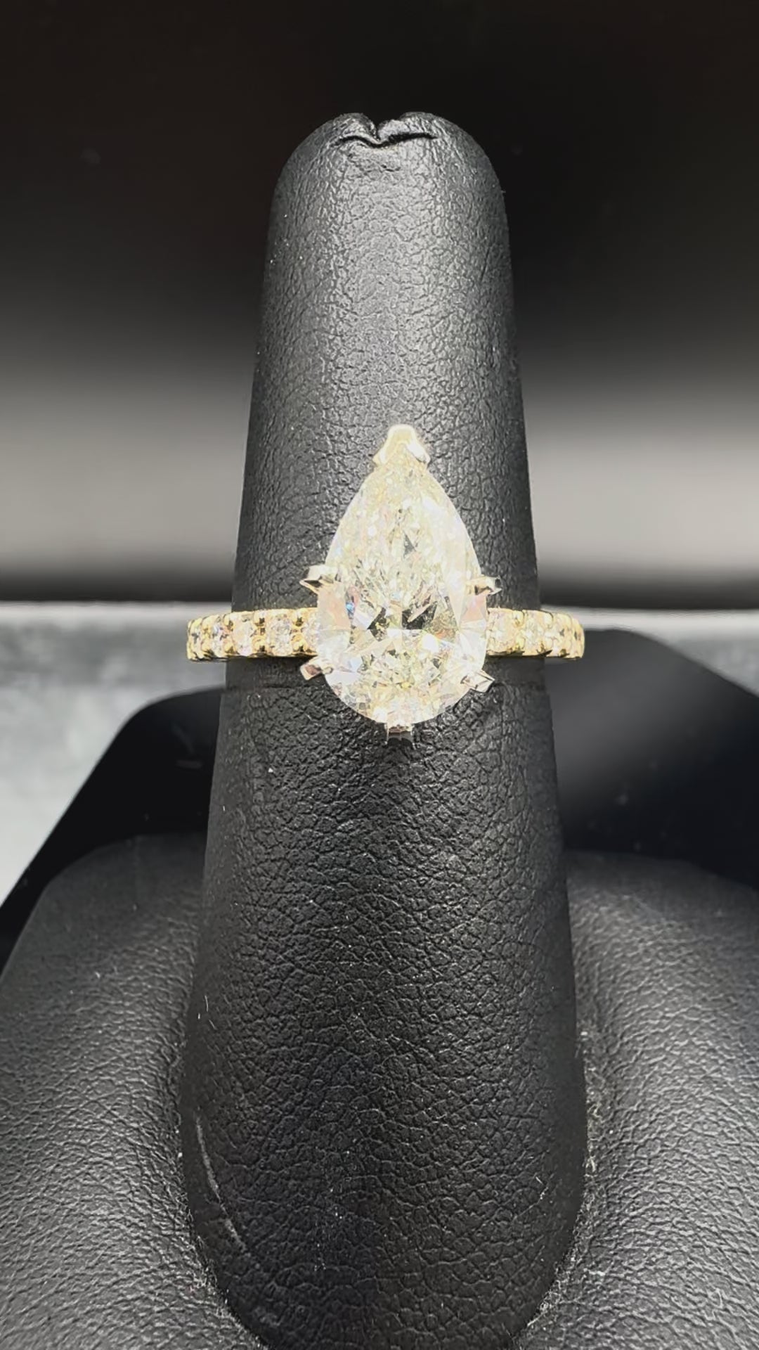 14kt Yellow Gold 2.40 CTTW Lab Grown Pear Shaped Diamond Engagement Ring