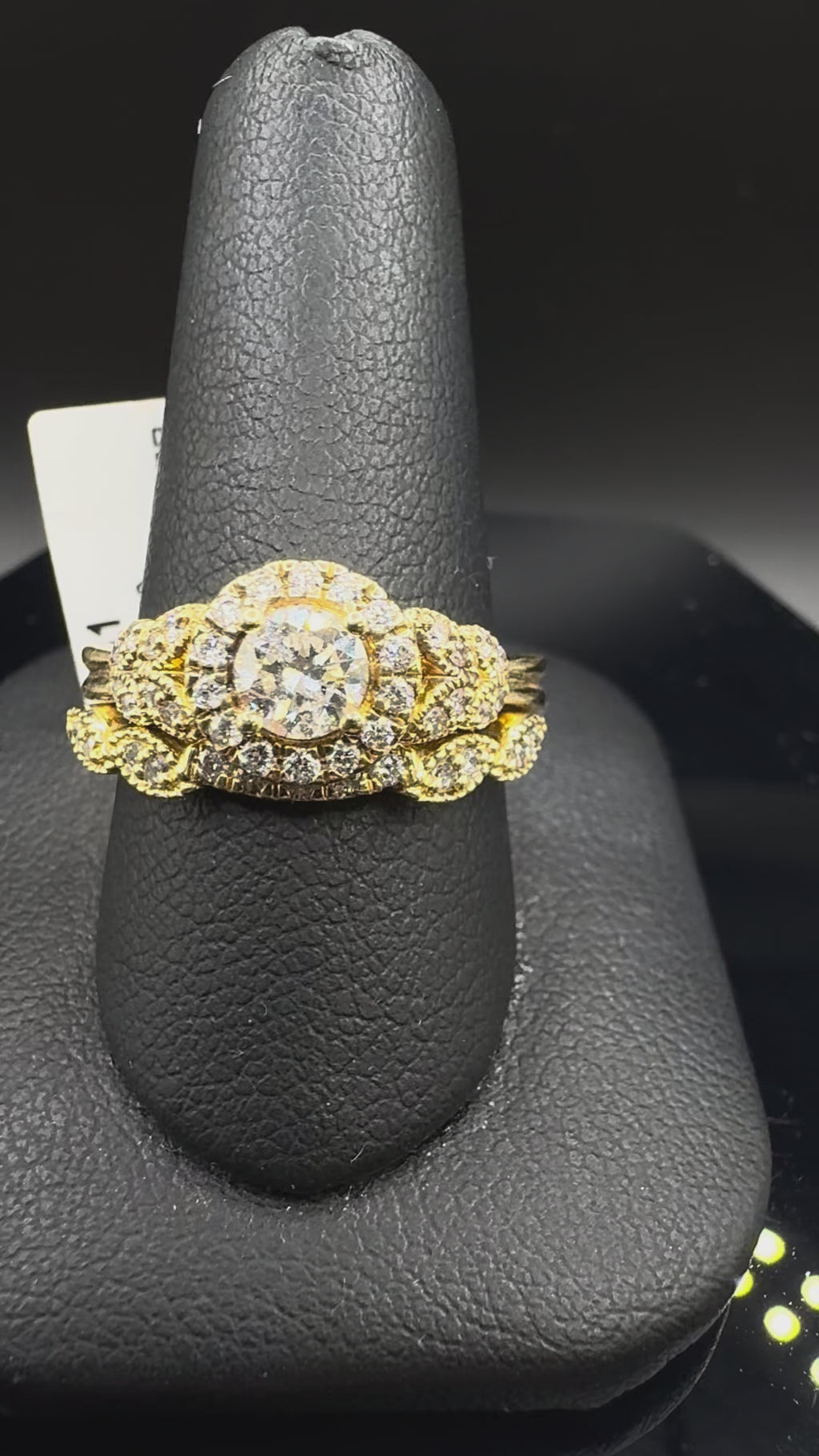 14kt Yellow Gold Diamond Halo Bridal Set - .40 ct Round Center, .76 cttw