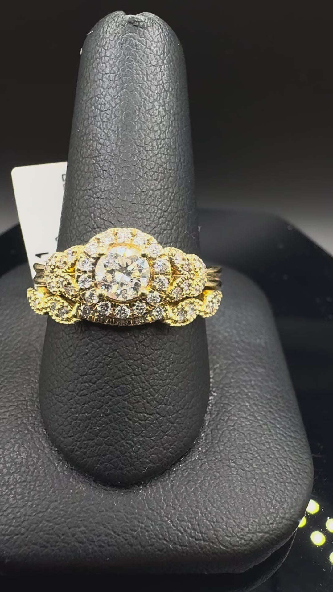 14kt Yellow Gold Diamond Halo Bridal Set - .40 ct Round Center, .76 cttw